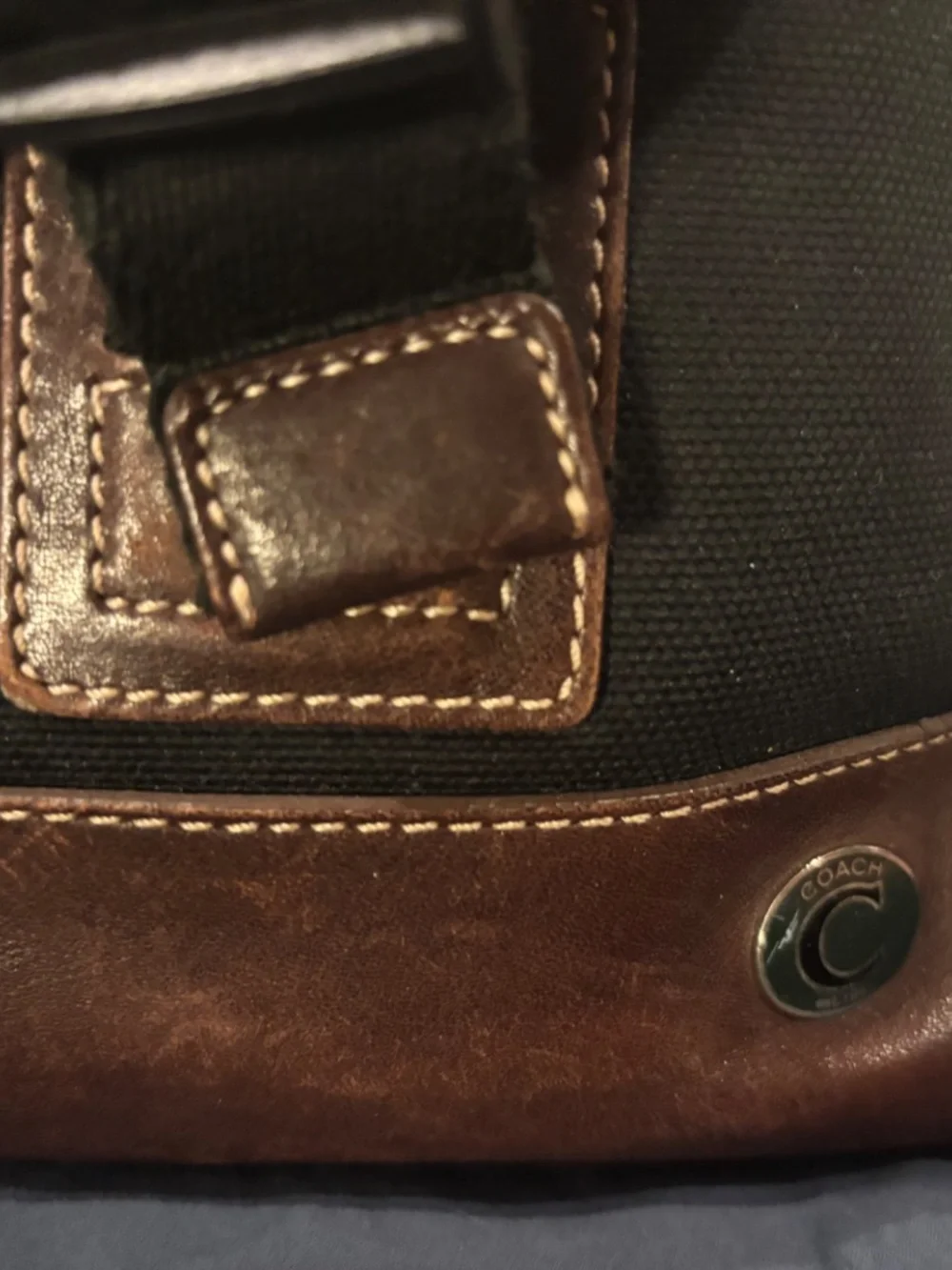 Large Coach Battenkill Messenger Bag!  Canvas with leather Trim